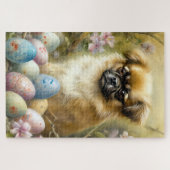チベットスパニエル犬ドッグイースターエッグホリデイ ジグソーパズル (横)