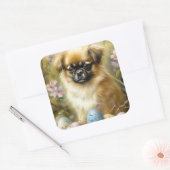 チベットスパニエル犬ドッグイースターエッグホリデイ スクエアシール (封筒)