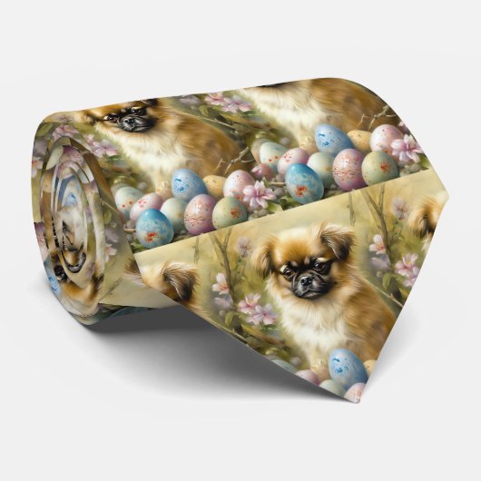 チベットスパニエル犬ドッグイースターエッグホリデイ ネクタイ (ロール)