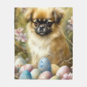 チベットスパニエル犬ドッグイースターエッグホリデイ フリースブランケット (正面)