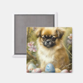 チベットスパニエル犬ドッグイースターエッグホリデイ マグネット (正面/裏面)