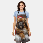 チベットスパニエル犬ドッグクリスマスフェスティバル エプロン (着用した状態)