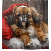 チベットスパニエル犬ドッグクリスマスフェスティバル シャワーカーテン (正面)