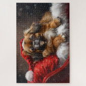 チベットスパニエル犬ドッグクリスマスフェスティバル ジグソーパズル (縦)