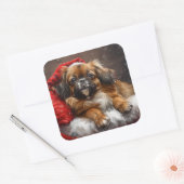 チベットスパニエル犬ドッグクリスマスフェスティバル スクエアシール (封筒)