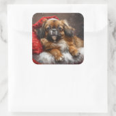 チベットスパニエル犬ドッグクリスマスフェスティバル スクエアシール (バッグ)
