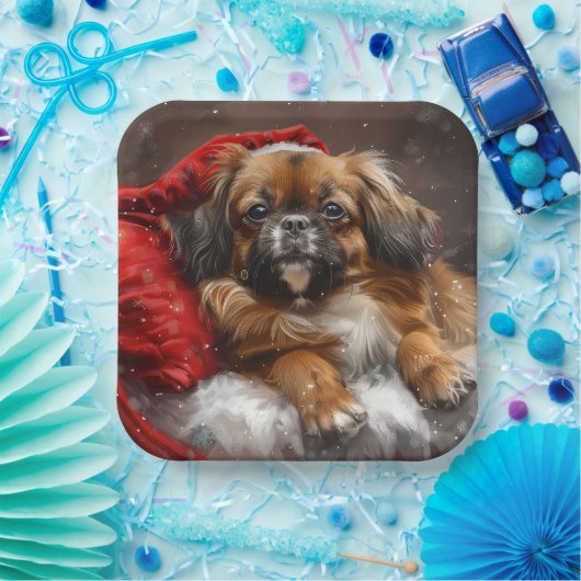 チベットスパニエル犬ドッグクリスマスフェスティバル ペーパープレート (パーティー)