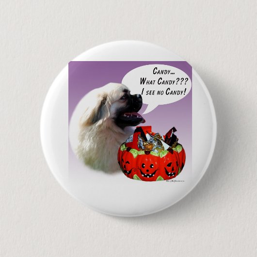 チベットスパニエル犬ハロウィンキャンディ 缶バッジ (正面)