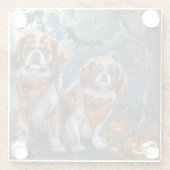 チベットスパニエル犬ハロウィン不気味 ガラスコースター (裏面)
