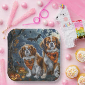 チベットスパニエル犬ハロウィン不気味 ペーパープレート (パーティー)