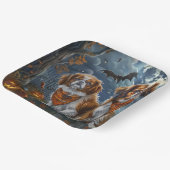 チベットスパニエル犬ハロウィン不気味 ペーパープレート (傾斜あり)