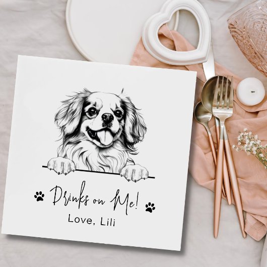 チベットスパニエル犬パーソナライズされたドッグオンミー スタンダードカクテルナプキン