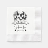 チベットスパニエル犬パーソナライズされたドッグオンミー 縁ありカクテルナプキン (正面)