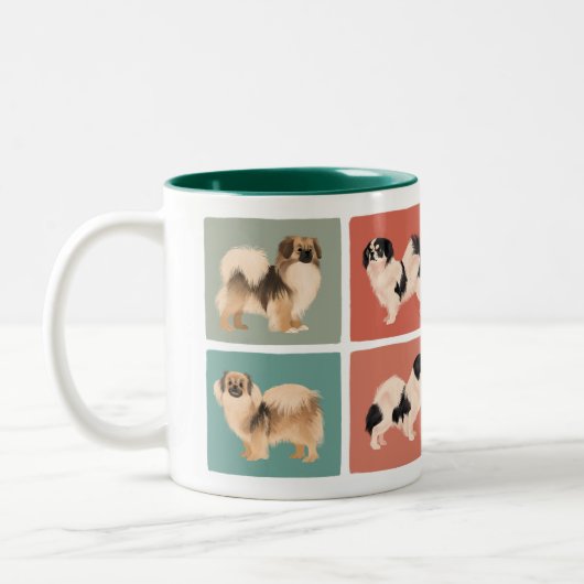 チベットスパニエル犬マグティビースタイル2 ツートーンマグカップ (左)