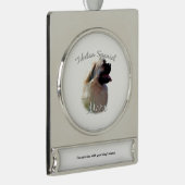 チベットスパニエル犬ママ2 シルバープレートバナーオーナメント (右)