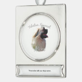 チベットスパニエル犬ママ2 シルバープレートバナーオーナメント (左)