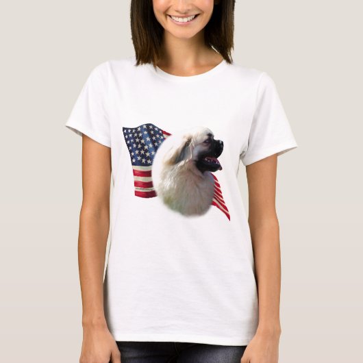 チベットスパニエル犬国旗 Tシャツ (正面)