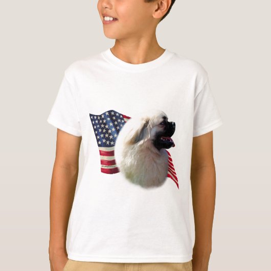 チベットスパニエル犬国旗 Tシャツ (正面)