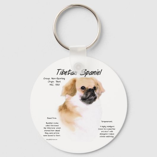 チベットスパニエル犬履歴デザイン キーホルダー (正面)
