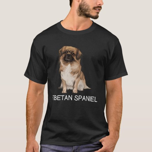 チベットスパニエル犬熱狂するドッグ Tシャツ (正面)