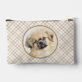 チベットスパニエル犬絵を描のクリームとホワイトドッグアート アクセサリーポーチ (裏面)