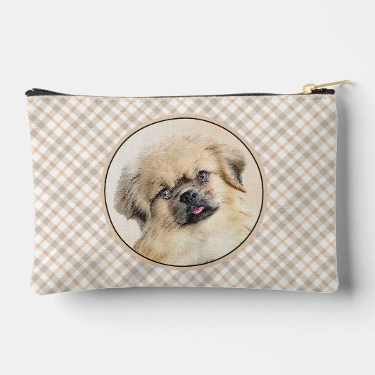 チベットスパニエル犬絵を描のクリームとホワイトドッグアート アクセサリーポーチ (裏面)