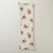 チベットスパニエル犬絵を描のクリームとホワイトドッグアート ボディピロー (正面縦)