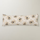 チベットスパニエル犬絵を描のクリームとホワイトドッグアート ボディピロー (正面)