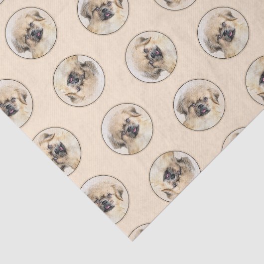 チベットスパニエル犬絵を描のクリームとホワイトドッグアート 薄葉紙 (詳細)