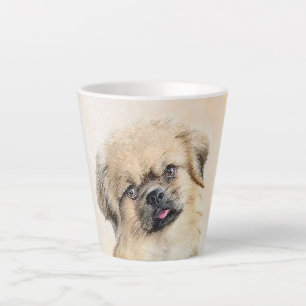 チベットスパニエル犬絵画ズキュートオリジナルドッグアート カフェラテマグ