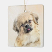 チベットスパニエル犬絵画ズキュートオリジナルドッグアート セラミックオーナメント (左)