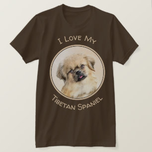 チベットスパニエル犬絵画ズキュートオリジナルドッグアート Tシャツ