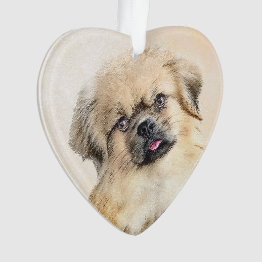 チベットスパニエル犬絵画ズ – かわいいオリジナルドッグアート オーナメント (正面)