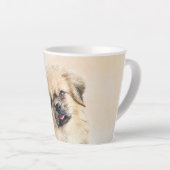 チベットスパニエル犬絵画ズ – かわいいオリジナルドッグアート カフェラテマグ (右アングル)