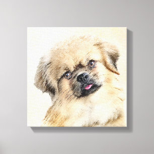 チベットスパニエル犬絵画ズ – かわいいオリジナルドッグアート キャンバスプリント