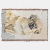 チベットスパニエル犬絵画ズ – かわいいオリジナルドッグアート スローブランケット (正面)