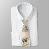 チベットスパニエル犬絵画ズ – かわいいオリジナルドッグアート ネクタイ (タイ)