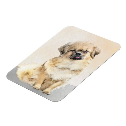 チベットスパニエル犬絵画ズ – かわいいオリジナルドッグアート マグネット (左側)