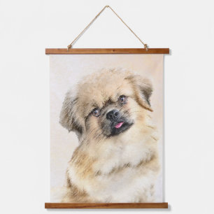 チベットスパニエル犬絵画ズ – かわいいオリジナルドッグアート 吊り下げ型タペストリー