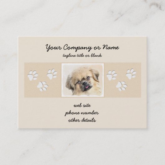 チベットスパニエル犬絵画ズ – かわいいオリジナルドッグアート 名刺 (正面)