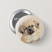 チベットスパニエル犬絵画ズ – かわいいオリジナルドッグアート 缶バッジ (正面&裏面)