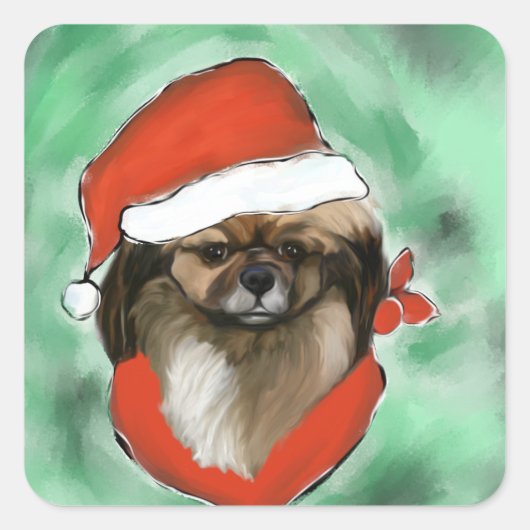 チベットスパニエル犬 スクエアシール (正面)