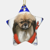 チベットスパニエル犬 セラミックオーナメント (左)