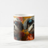 チベットテリアとハートバラバレンタインデー コーヒーマグカップ (中央)