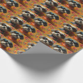 チベットテリアとハートバラバレンタインデー ラッピングペーパー (角)