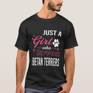 チベットテリアの女性犬Pを愛しているだけの女の子 Tシャツ