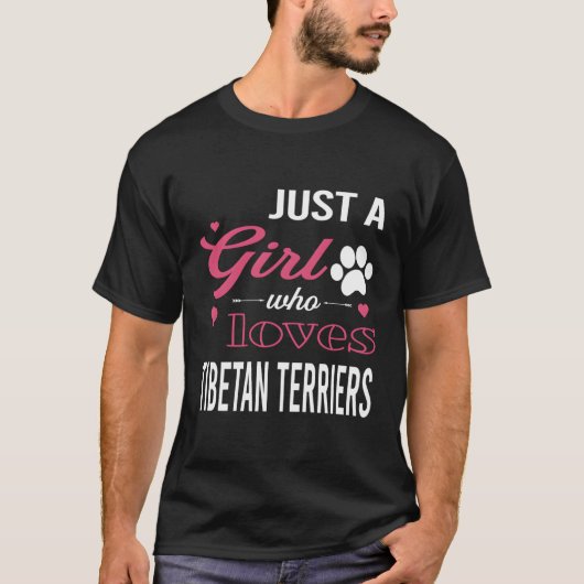 チベットテリアの女性犬Pを愛しているだけの女の子 Tシャツ (正面)