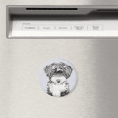 チベットテリアの絵 - かわいいオリジナルドッグアート マグネット (インサイチュ (食洗機))