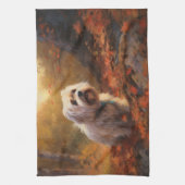 チベットテリアイン紅葉秋インスパイア キッチンタオル (縦)