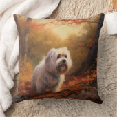 チベットテリアイン紅葉秋インスパイア クッション (ブランケット)